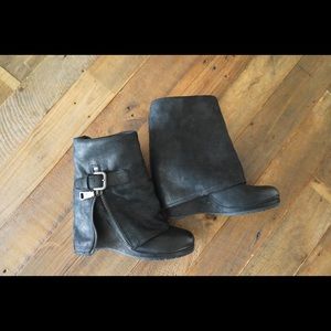 Prada Fold Over Wedge Booties